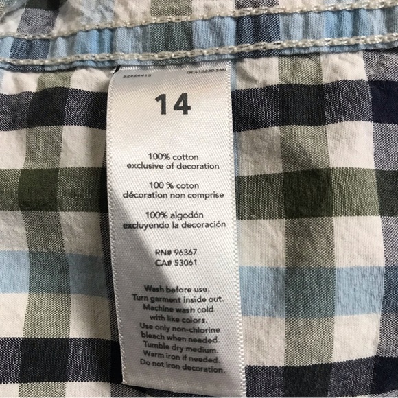 Oshkosh Button Down Shirt Boy’s Size 14 Multicolor Long Sleeve Plaid 100% Cotton - Picture 5 of 11